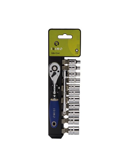 Conjunto de Soquetes+Catraca+Extensão 1/4" 13 Peças 109-13-4 Irimo
