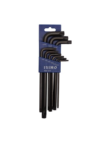 Conjunto de frascos com 9 chaves angulares Torx® azuis resistentes à violação T10-T50 454-9-H Irimo