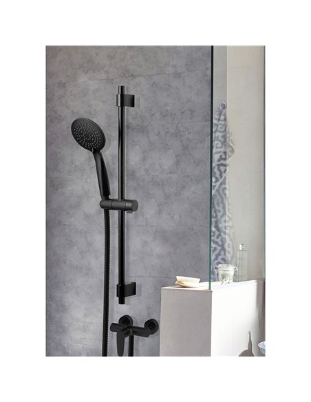 Set de barra de ducha young line de acero inoxidable 66cm, negro mate 25451100 wenko