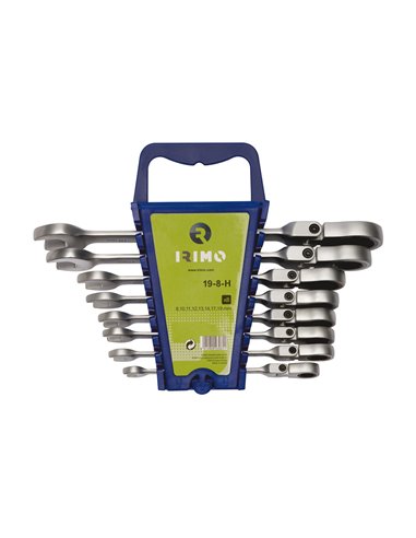 Juego 8 llaves combinadas carraca cabeza flexible 8-19mm 19-8-h irimo