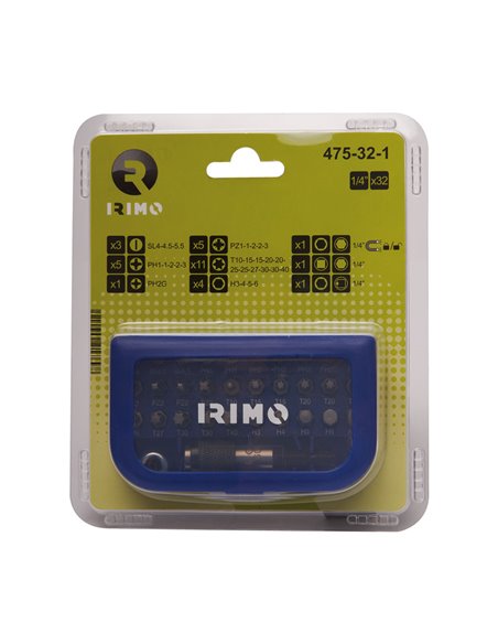 Conjunto de brocas 1/4" com porta-bits magnético 32 peças 475-32-1 Irimo