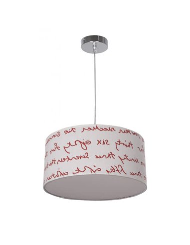 Candeeiro suspenso de letras Branco/Vermelho 2xE27 (Ø35cm)