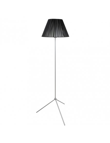 Pie De Salon 1xe27 Plata C/pantalla Hilo Negro 40x40x150 Cm