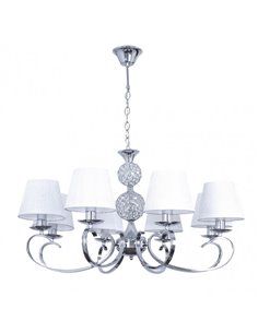 Lampara Ordoñez 8xe14 Cromo Pantalla Blanca Regx76x76 Cm