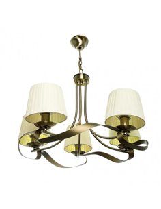 Abajur Baeza 5xe14 Couro Bege Regx55x55 Cm