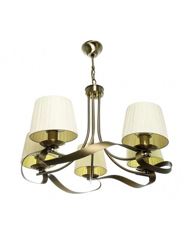 Abajur Baeza 5xe14 Couro Bege Regx55x55 Cm