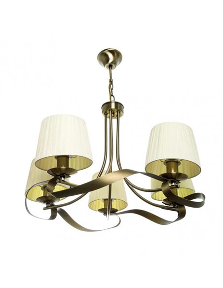 Abajur Baeza 5xe14 Couro Bege Regx55x55 Cm