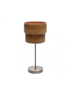 Sobremesa Doble Smile 1xe14 Cuero/madera Oscura 44x18x18 Cm