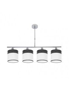 Lampara Cloe 4xe14 Cromo/blanca-madera Negra Regx75x14 cm