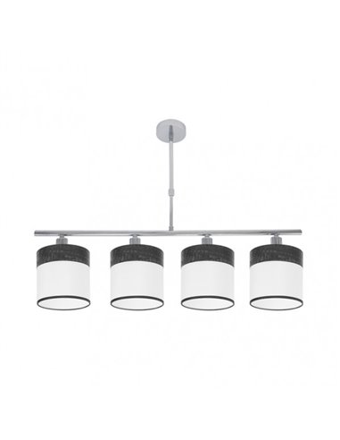 Lampara Cloe 4xe14 Cromo/blanca-madera Negra Regx75x14 cm