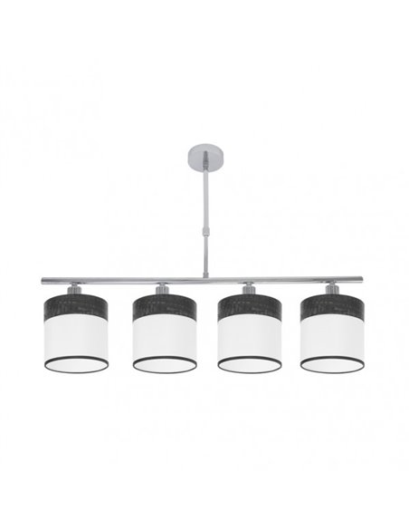 Lampara Cloe 4xe14 Cromo/blanca-madera Negra Regx75x14 cm