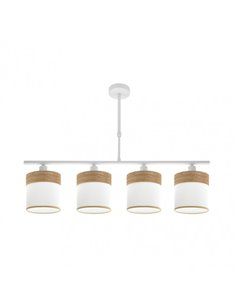 Lampara Cloe 4xe14 Blanca/blanca-madera Clara Regx75x14 cm