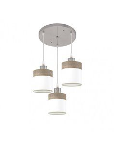 Plafon Cloe 3xe27 Níquel/madeira branca Cinza Regx42x42 cm
