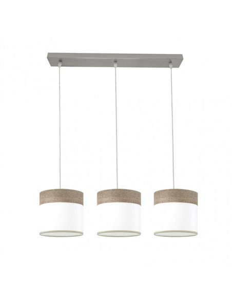 Regleta Cloe 3xe27 Niquel/blanca-madera Gris Regx60x16 cm