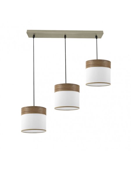 Regleta Cloe 3xe27 Cuero/blanca-madera Oscura Regx60x16 cm