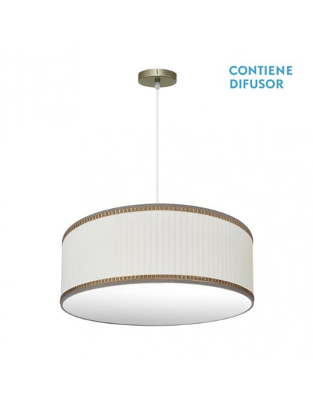 Pingente Soprano 3xe27 Couro/bege Regx60x60 Cm