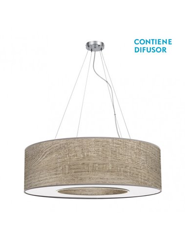 Colgante Grande Haiti 4xe27 Cromo/Madera Gris Regx80x80 Cm