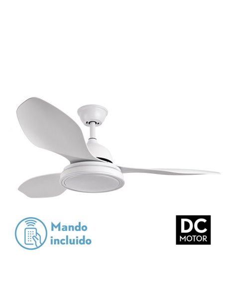 Ventilador 48w Dc Datoo Blanco 3 Aspas Blancas 6 Vel. 33/48x122x122cm 3 Colores C/remoto,memoria Y Temporizador 4080lm