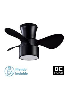 Ventilador DC 24w Kos Negro 3 Aspas 60d 6 Vel. 2390lm 3000-4500-6000k c/remoto, Memoria Y Temporizador
