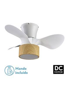 Ventilador DC 24w Kos Blanco/haya 3 Aspas 60d 6 Vel. 2390lm 3000-4500-6000k c/remoto, Memoria Y Temporizador