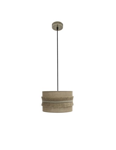Kala Pingente 1xe27 Couro/saco Regx30x30 Cm Com Franjas