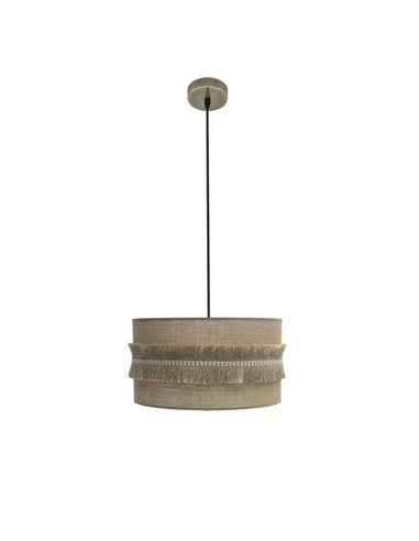 Kala Pingente 1xe27 Couro/saco Regx40x40 Cm Com Franjas