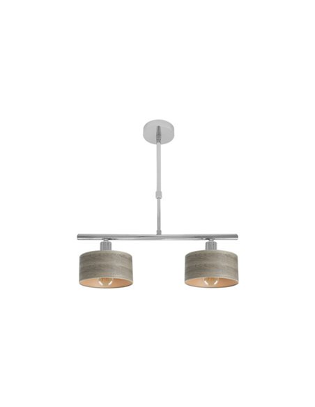 Lampara Gilda 2xe14 Cromo/madera Gris Regx43x14 Cm