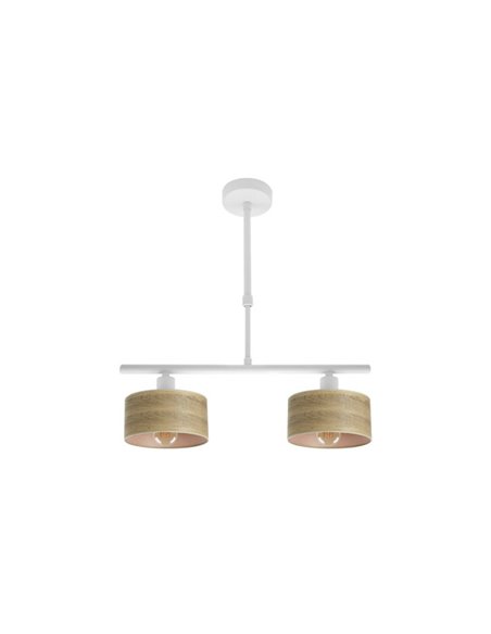 Lampara Gilda 2xe14 Blanco/madera Clara Regx43x14 Cm