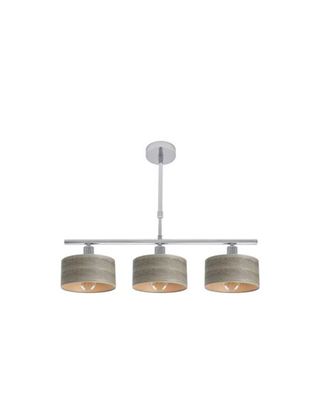 Lampara Gilda 3xe14 Cromo/madera Gris Regx55x14 Cm