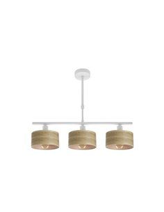 Lampara Gilda 3xe14 Blanco/madera Clara Regx55x14 Cm