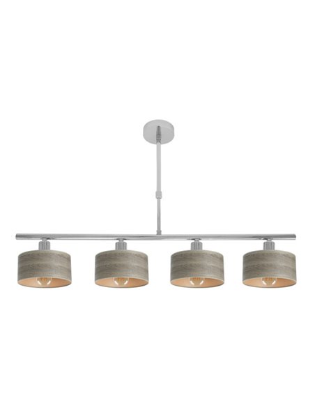 Lampara Gilda 4xe14 Cromo/madera Gris Retgx76x14 Cm