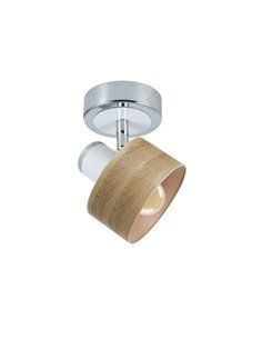 Foco Nando 1xe14 Cromo-blanco/mad.clara 17x12x12 Cm Orientable