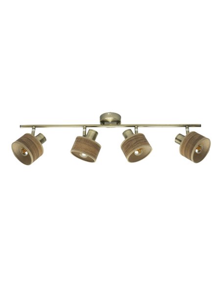 Regleta Nando 4xe14 Cuero/mad.oscura  Focos Orientables 16x73x10 Cm