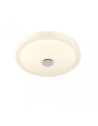 Plafon 48w Zaid 3000-4000-6500k Rgb Blan/transp Bluetooth 7x38x38 Cm Mando, regulador de intensidad memoria y altavoz 3744lm