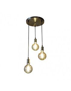 Lampara Celso 3xe27 Cuero/ambar Bombillas  Incluidas 24w 2700k 2250lm Regx36x36 Cm 2
