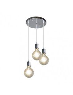 Lampara Prisco 3xe27 Cromo/transparente Bombillas Incluidas 24w 2700k 2550lm Regx36x36 Cm 2