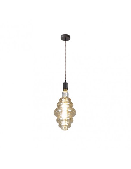 Anhänger Loreto 1xe27 Braun/bernsteinfarbene Glühbirne inklusive 8w 3000k 620lm Regx20x20 cm