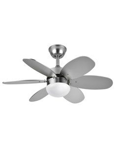 Ventilador Dc Alves 2xe27 Niquel 6 Aspas Rev. Haya/plata 41x85d C/ Remoto Y Temporizador 2