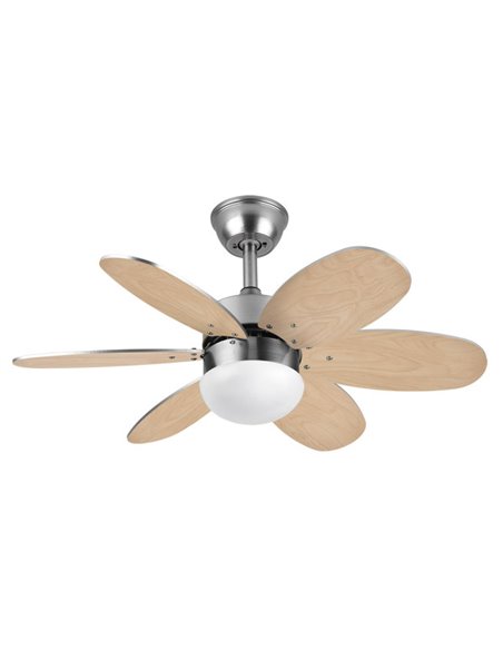 Dc Alves Fan 2xe27 Nickel 6 Blades Rev. Wengue/haya 41x85d with Remote And Timer