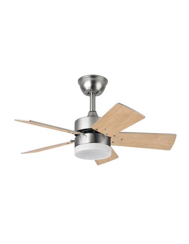 DC Marta Fan 36w Nickel 5 Flügel Rev. Buche/Silber 41x76d 3240lm mit Fernbedienung, Speicher und Timer 3000k,4000k,6000k