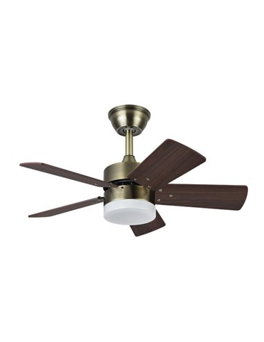 Dc Marta Ventilatore 36w Pelle 5 Pale Rev. Cherry/noce 41x76d 3240lm con Telecomando, Memoria e timer 3000k,4000k,6000k