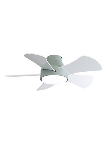 Ventilatore 25w Dc Gregario Verde 5 Pale Rev. Bianco/faggio 6 velocità 3000-4000-6000k Telecomando 82D, memoria e Timer