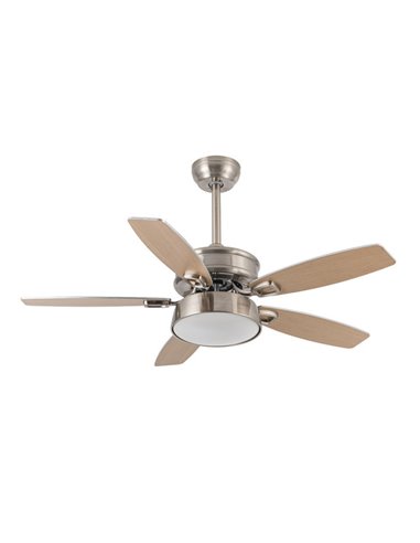 Lüfter 30 W DC Braw Nickel 5 Flügel Silber/Buche 6 Geschwindigkeiten 3 Farben 106,7 d mit Fernbedienung, Speicher und Timer 2850