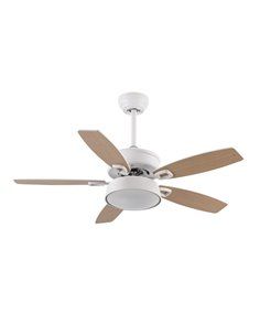 Ventilador 30w Dc Braw Blanco 5 Aspas Blanco/haya  6 Vel. 3 Colores 106,7d C/remoto, Memoria Y Temporizador 2850lm 2