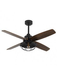 Ventilador Dc Aquilo Negro 1xe27 4Asp Roble 6Veloc C/Remoto Y Temporizador 44,5/57x119,4x119,4 Cm 2
