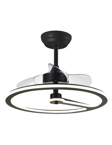 Ventilatore 110w Dc Chom Nero 3 Pale Trasp. 46/66x62x62cm 6 velocità 3 colori con telecomando, memoria e timer 9350lm