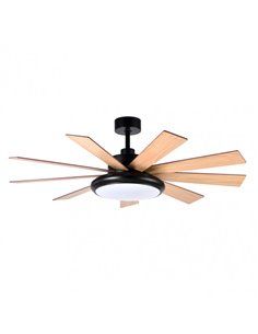 Ventilador DC Pireo 36w Negro 9 Aspas Roble/haya  6 Vel 3 Colores 3800lm 132d C/Remoto, Memoria Y Temporizador 2