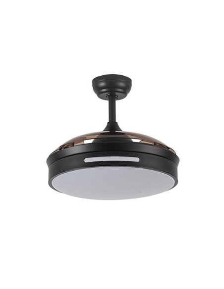 DC Fan 72w Mycenas Black 3 Blades 109d 6 Speeds 7200lm 3 Colors with Remote, Memory and Timer