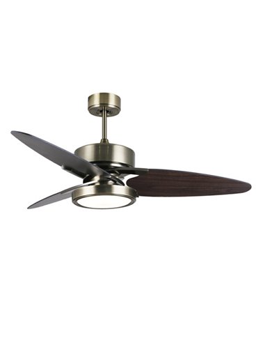 Dc Cross Fan 30w Leather 3 Blades Black/walnut 6speeds 3 Colors 3250lm 132d Remote, Memory And Timer