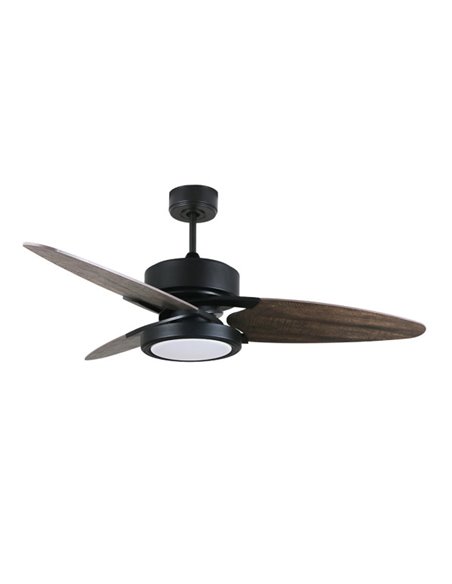 Ventilador de teto DC Cross 30W Preto 3 Lâminas Carvalho Cinza